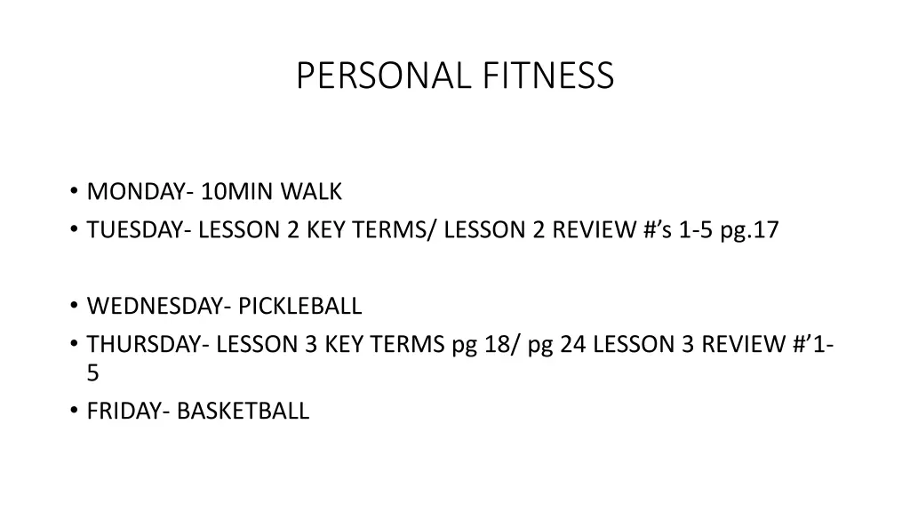 personal fitness