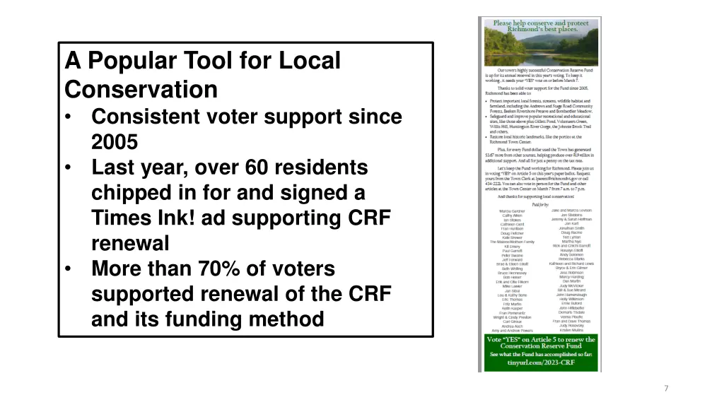 a popular tool for local conservation consistent