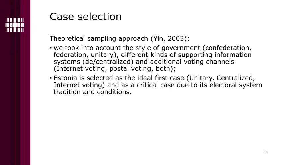 case selection