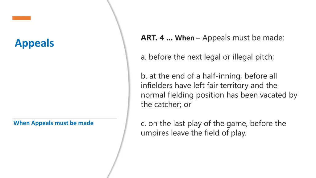 art 4 when appeals must be made