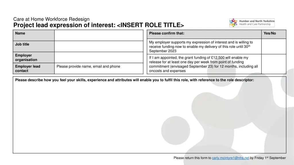 care at home workforce redesign project lead