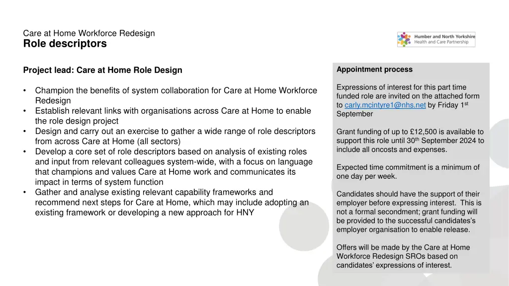 care at home workforce redesign role descriptors 2