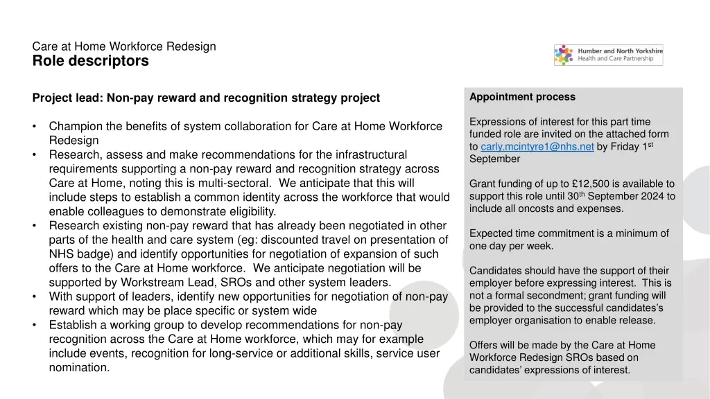 care at home workforce redesign role descriptors 4