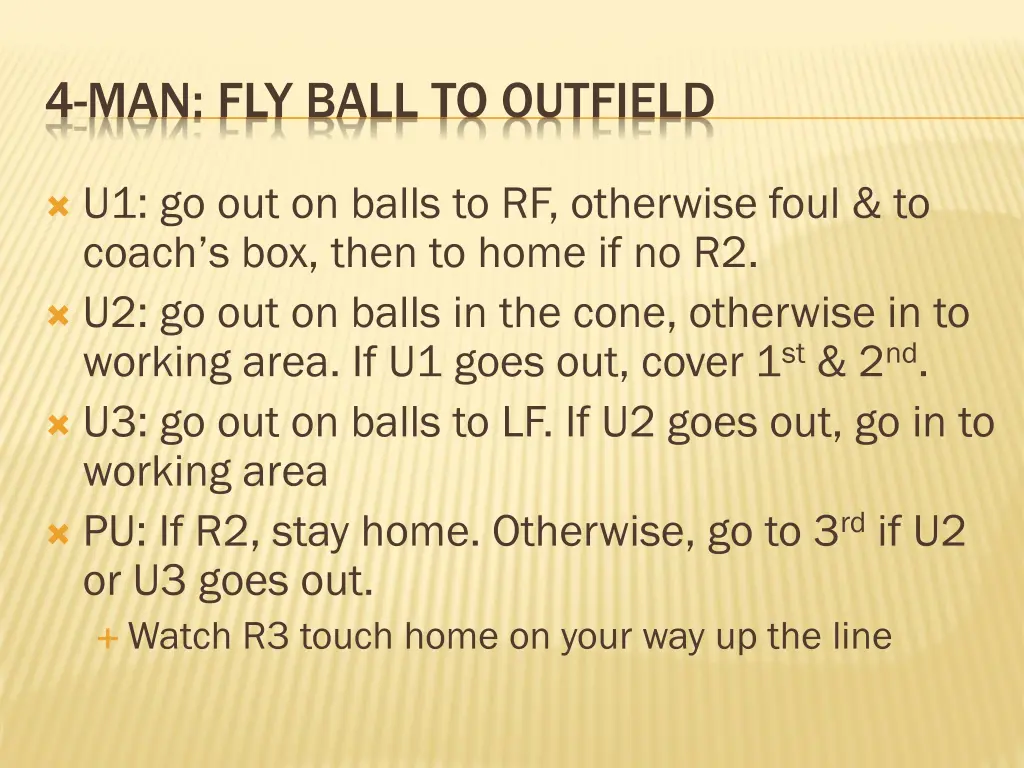 4 man fly ball to outfield