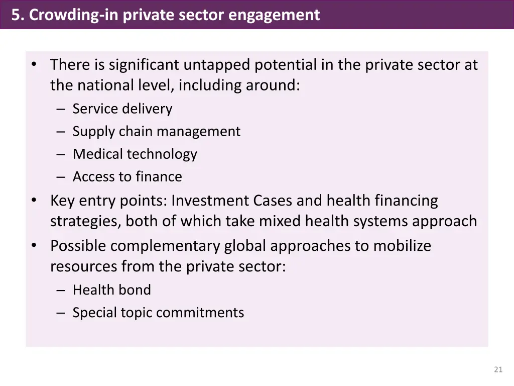 5 crowding in private sector engagement