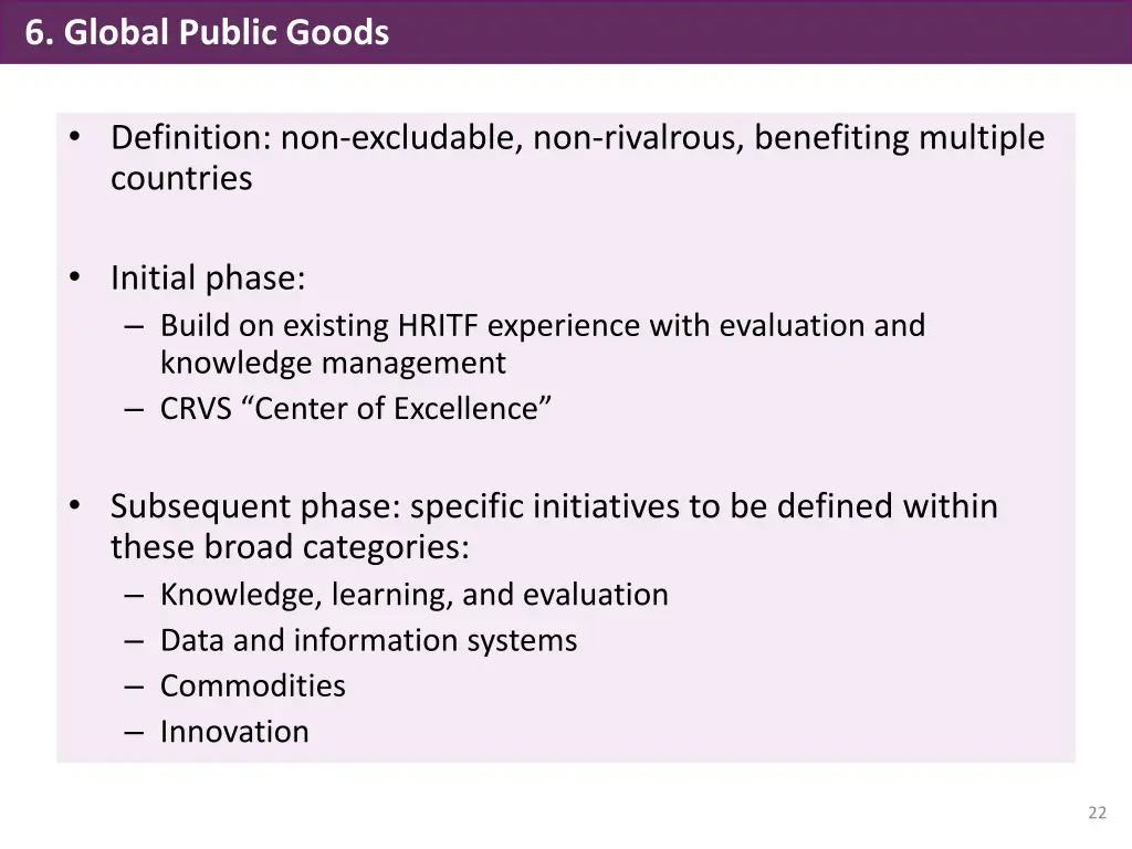 6 global public goods