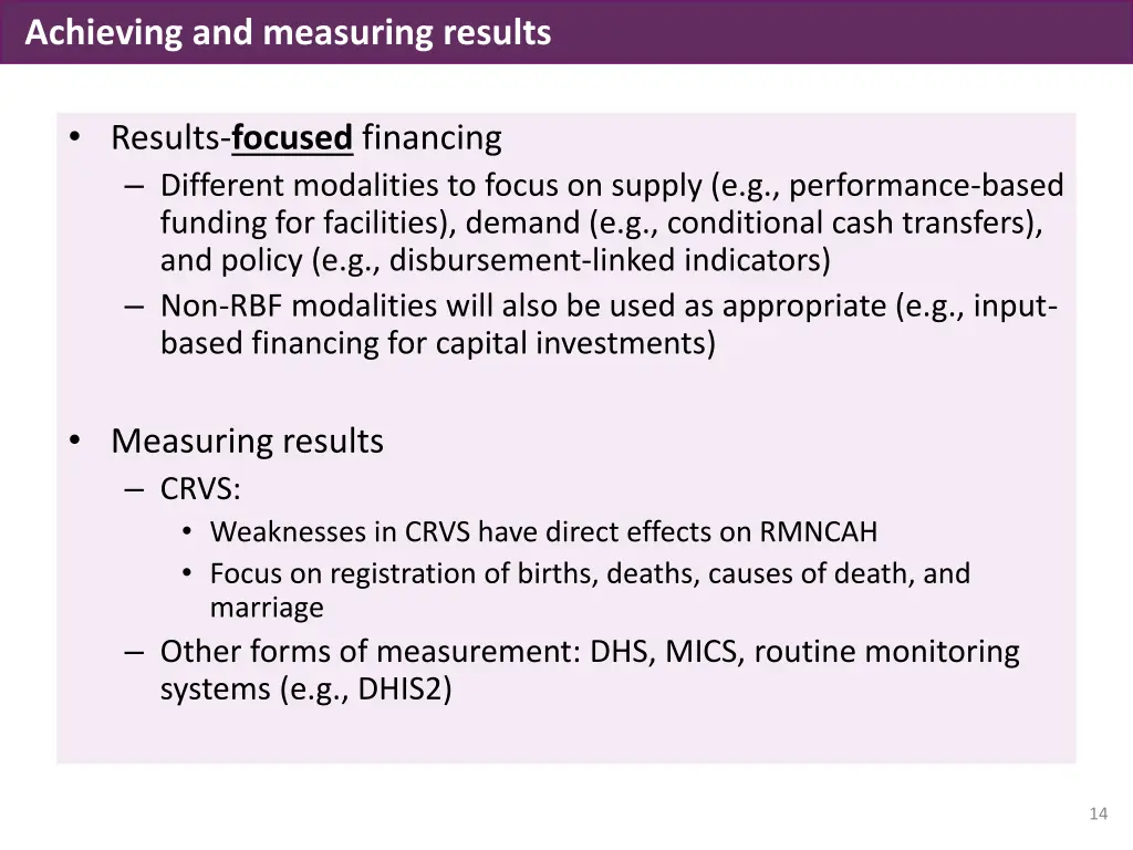 achieving and measuring results