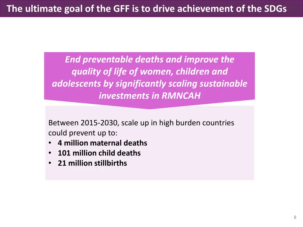 the ultimate goal of the gff is to drive