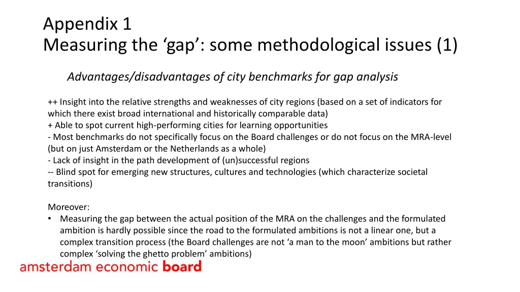 appendix 1 measuring the gap some methodological