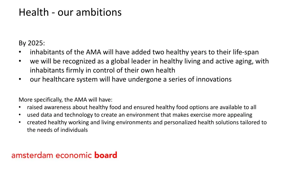 health our ambitions