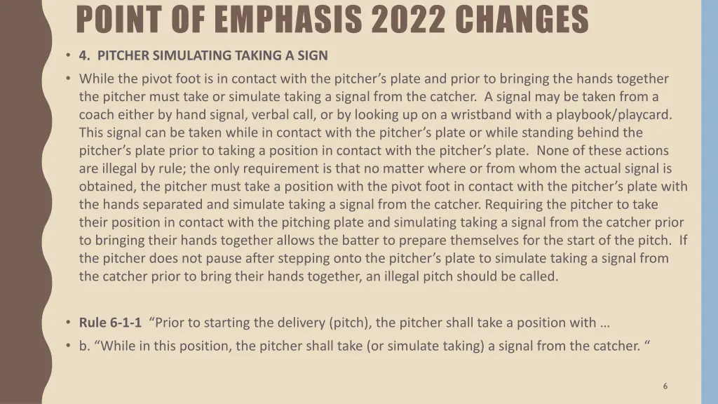 point of emphasis 2022 changes 4 pitcher