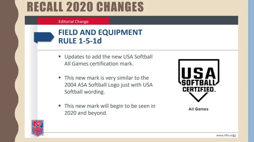 recall 2020 changes