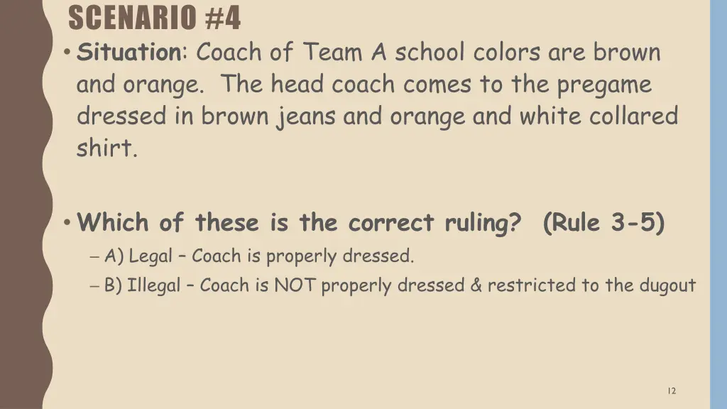 scenario 4 situation coach of team a school