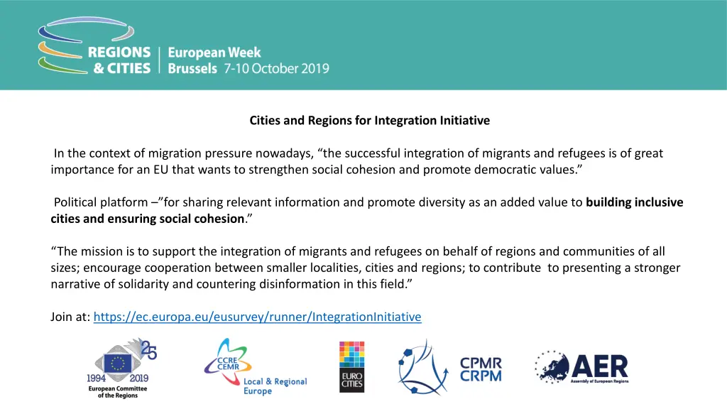 cities and regions for integration initiative