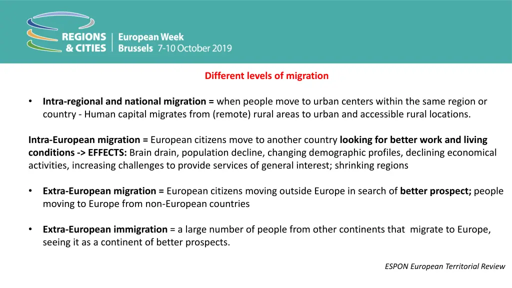 different levels of migration