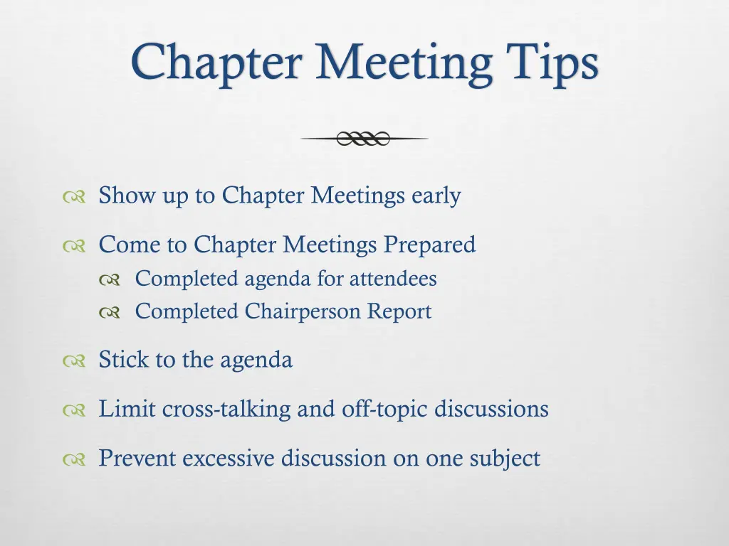 chapter meeting tips