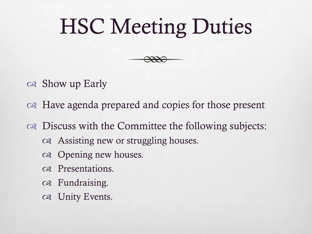 hsc meeting duties