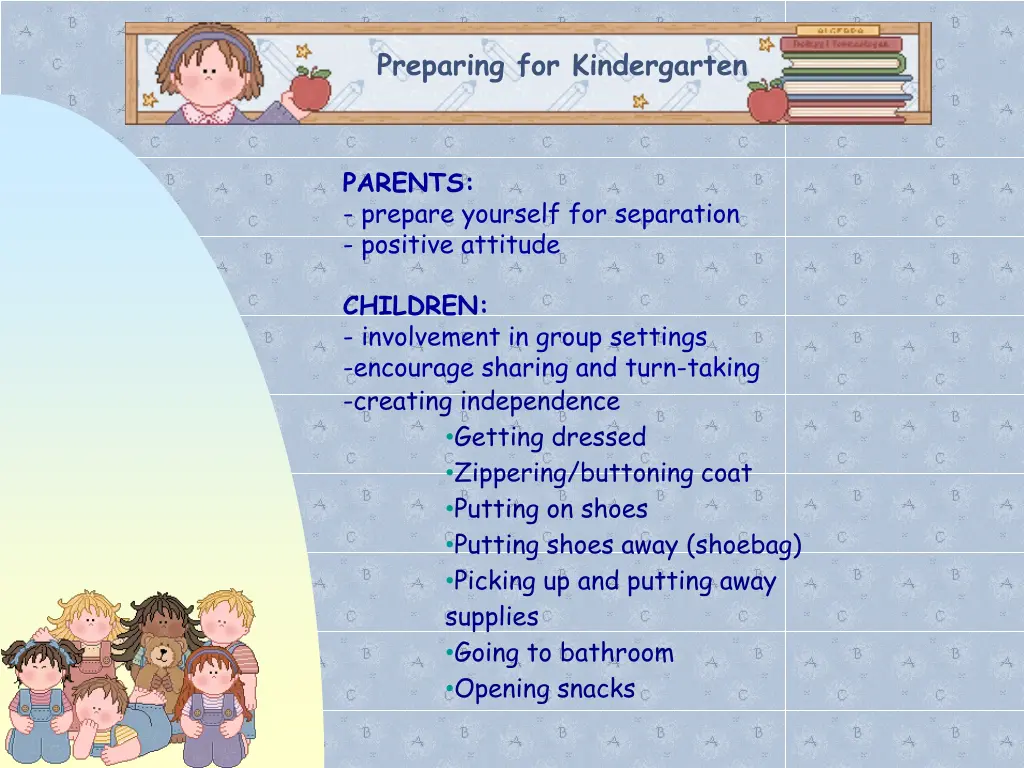 preparing for kindergarten