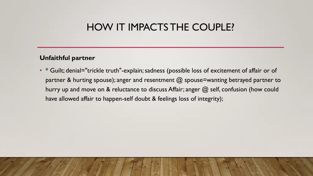 how it impacts the couple 1