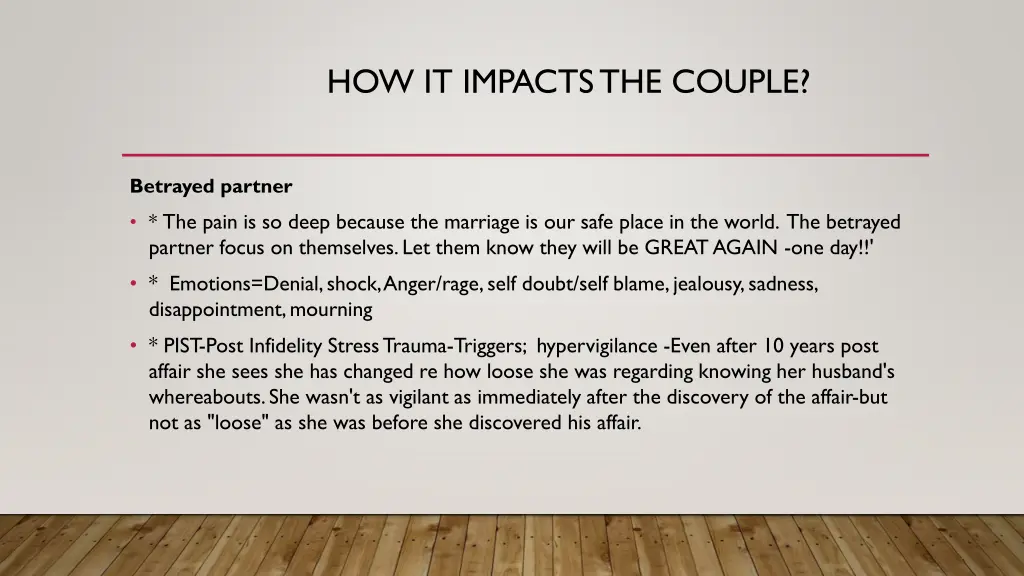 how it impacts the couple