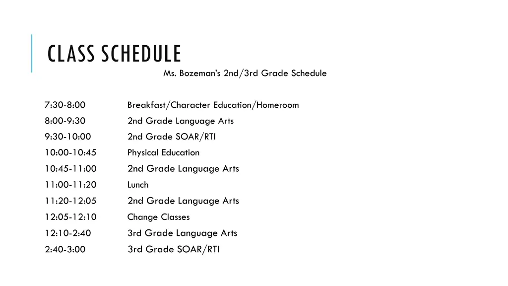 class schedule 1