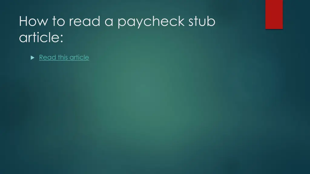 how to read a paycheck stub article