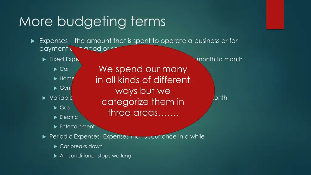 more budgeting terms