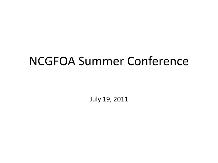 ncgfoa summer conference