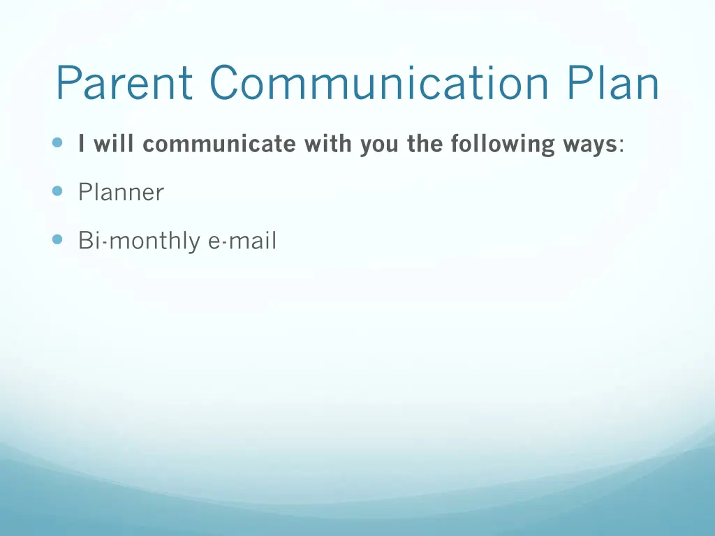 parent communication plan