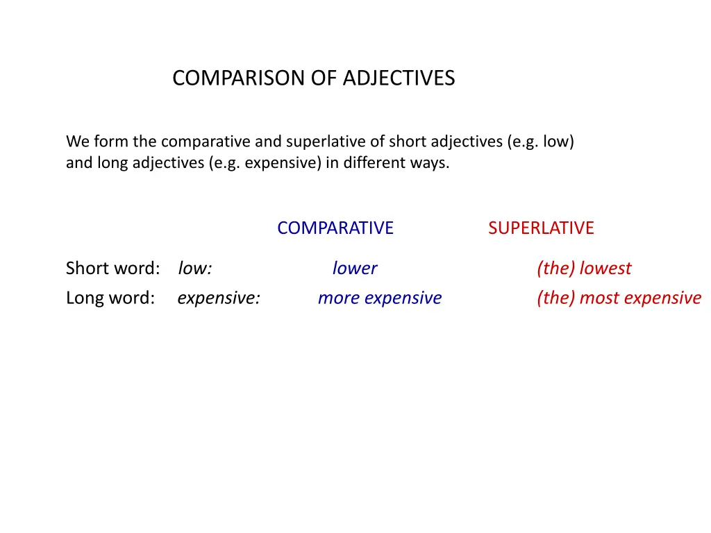 comparison of adjectives 1