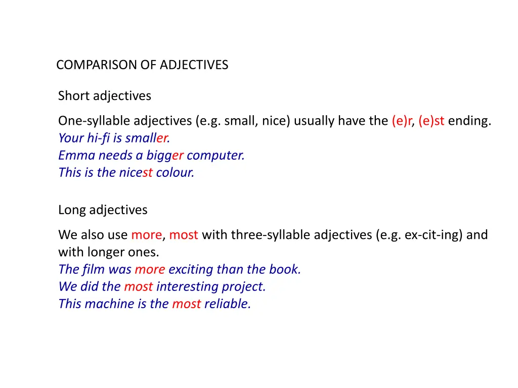 comparison of adjectives 2