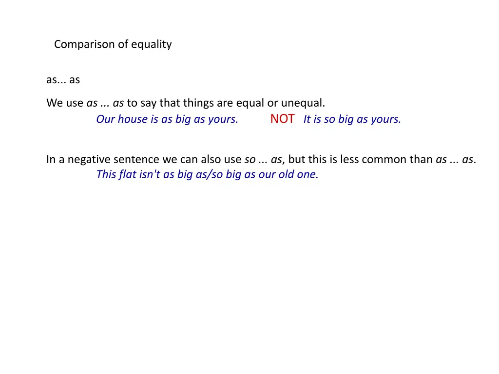 comparison of equality