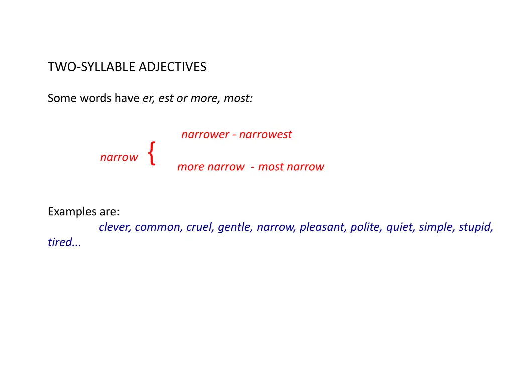 two syllable adjectives 1