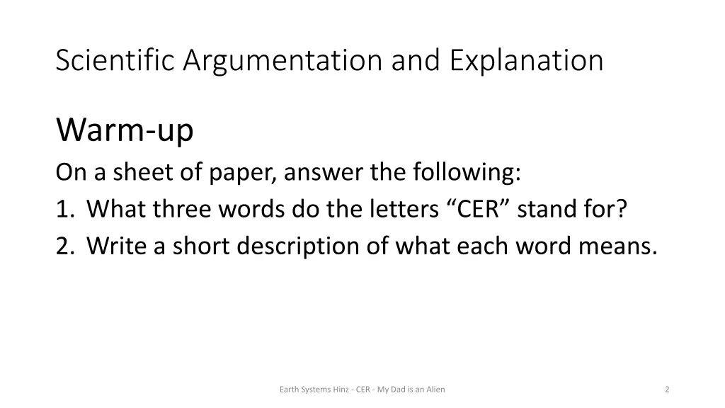 scientific argumentation and explanation