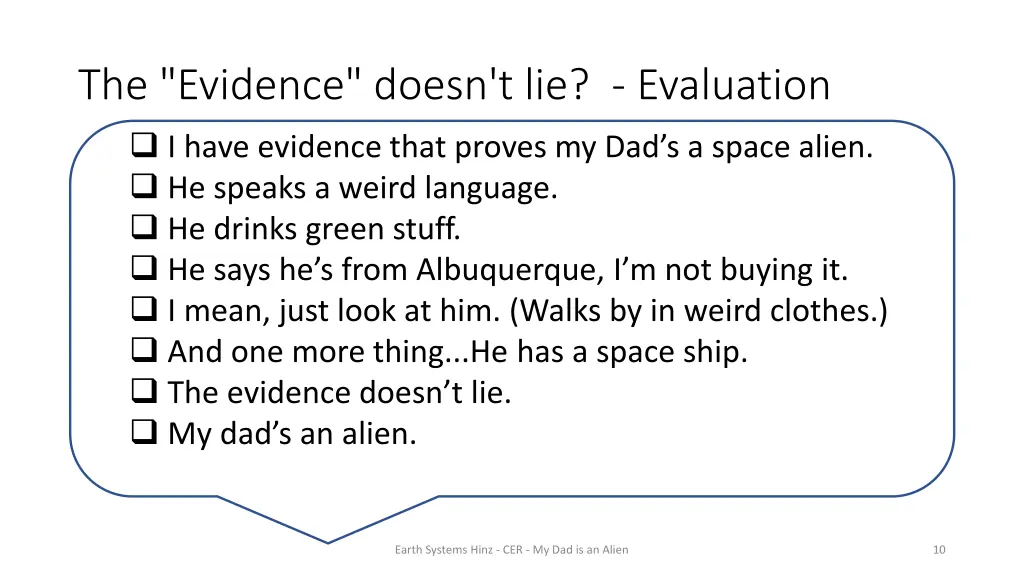 the evidence doesn t lie evaluation i have