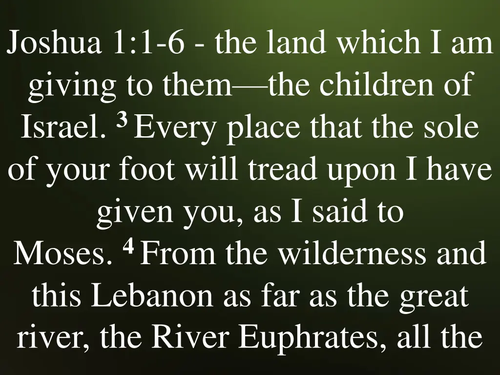 joshua 1 1 6 the land which i am giving to them