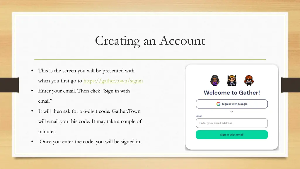 creating an account