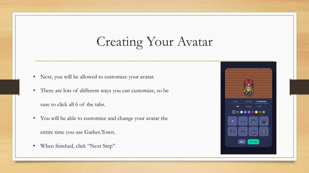 creating your avatar