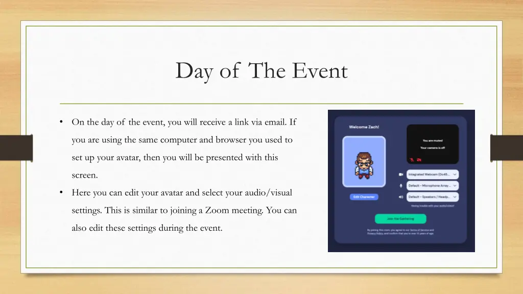 day of the event