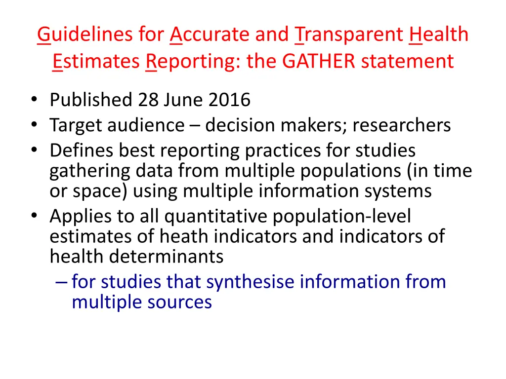 guidelines for accurate and transparent health 1