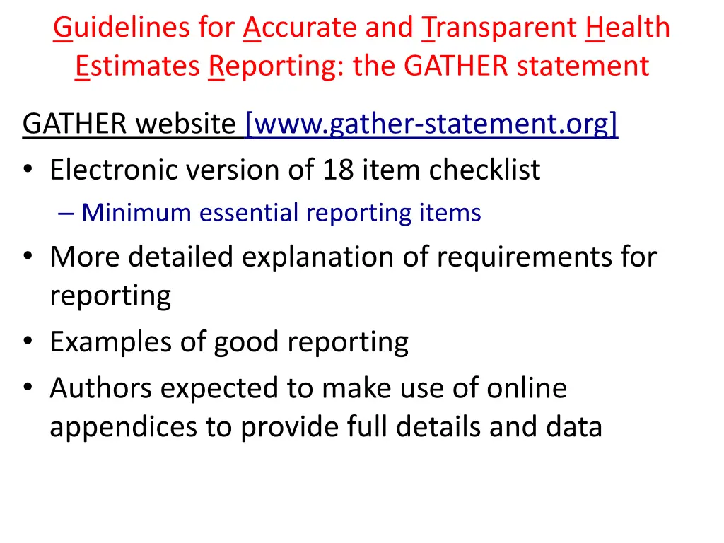 guidelines for accurate and transparent health 8