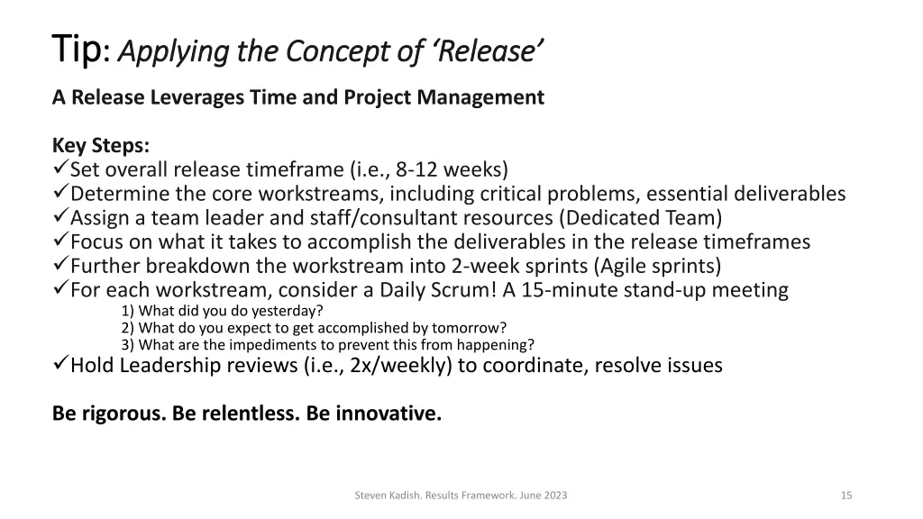 tip tip applying the concept of release applying