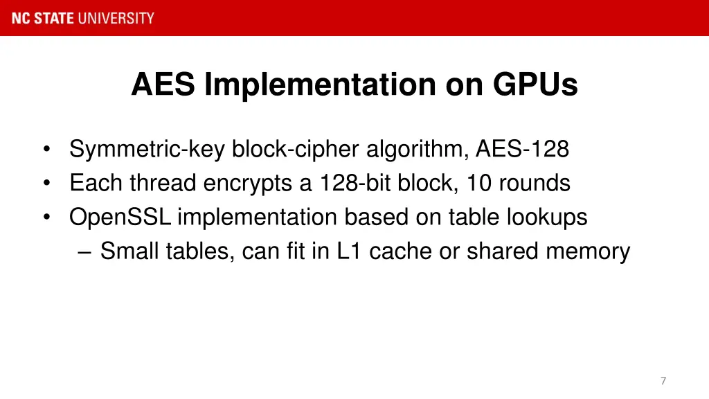 aes implementation on gpus