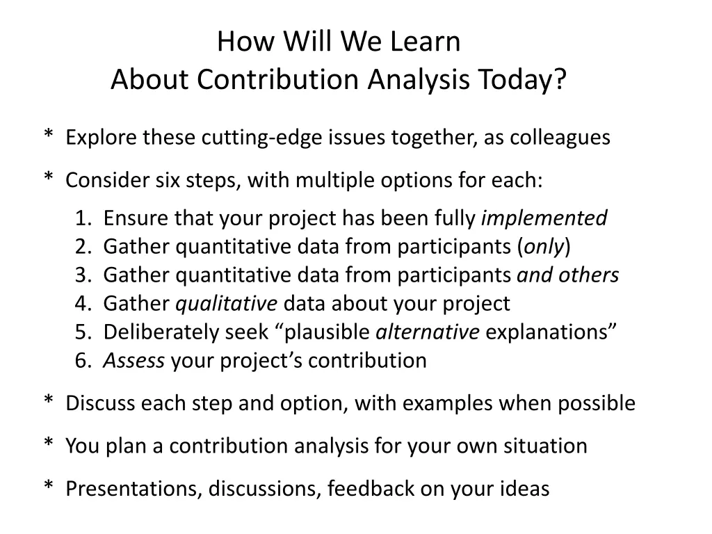 how will we learn about contribution analysis