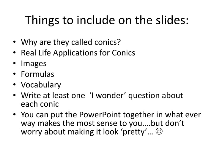 things to include on the slides