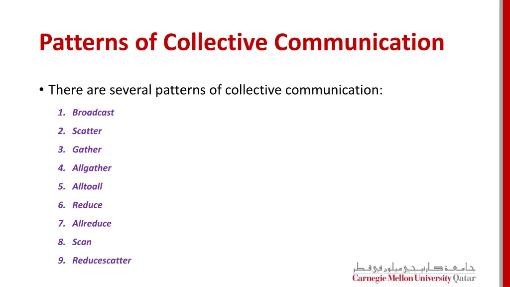 patterns of collective communication