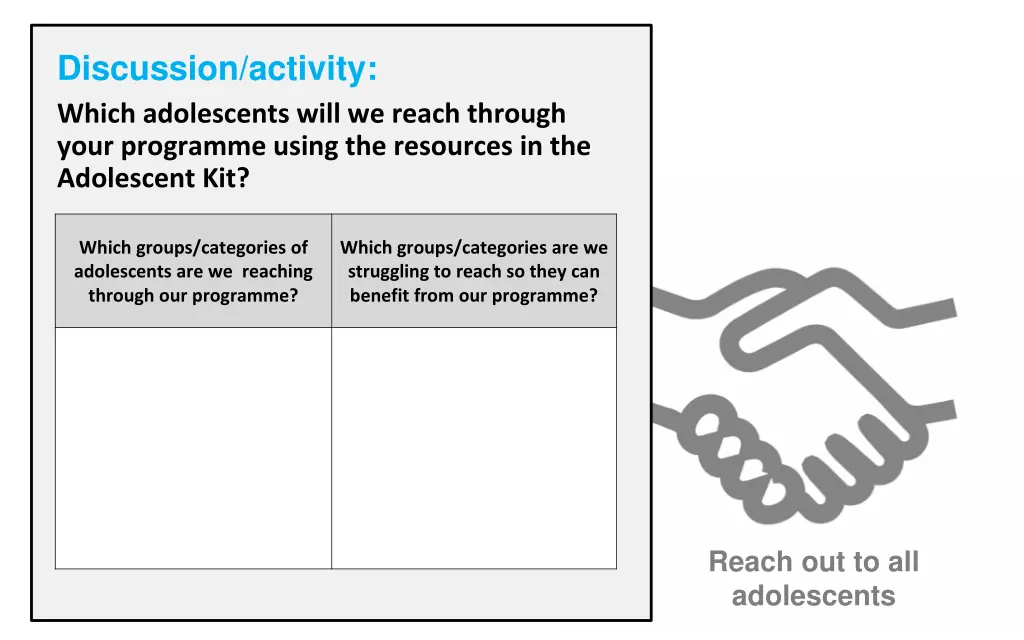 discussion activity which adolescents will