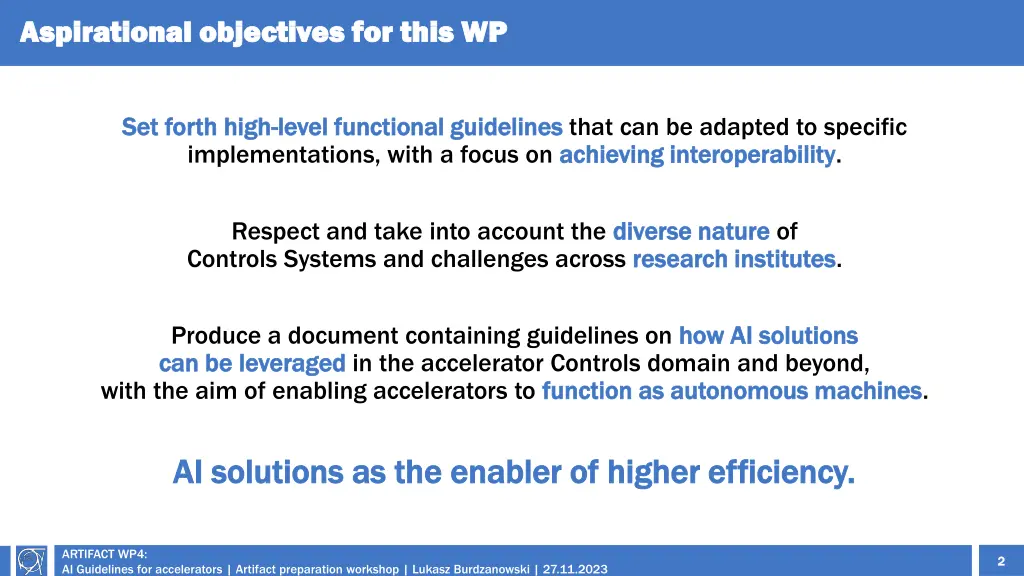 aspirational objectives for this wp aspirational