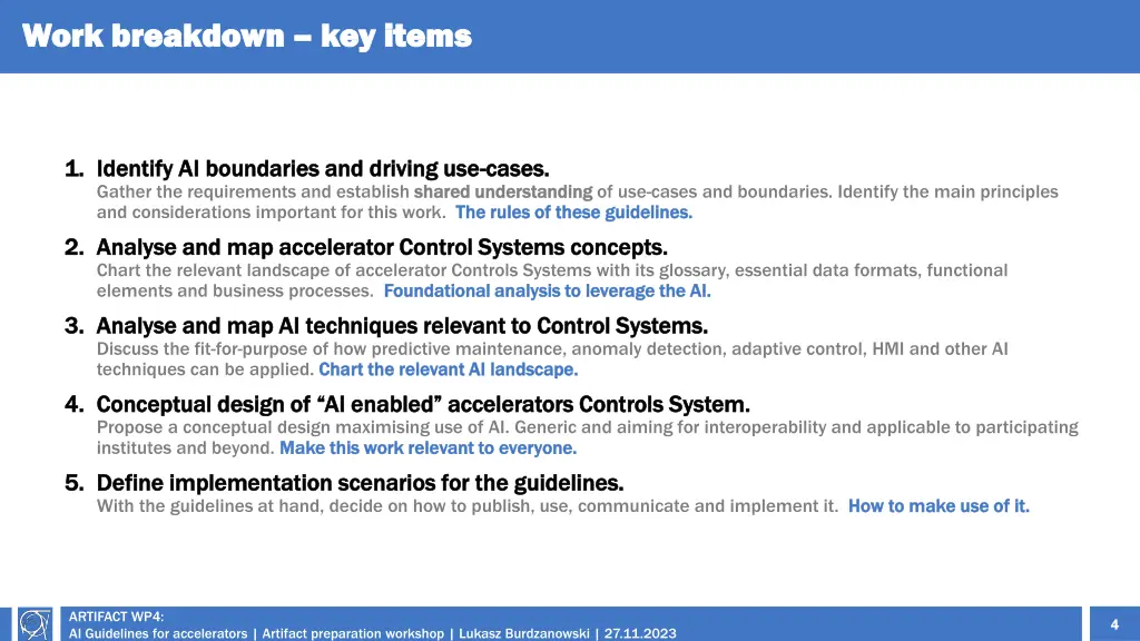 work breakdown work breakdown key items