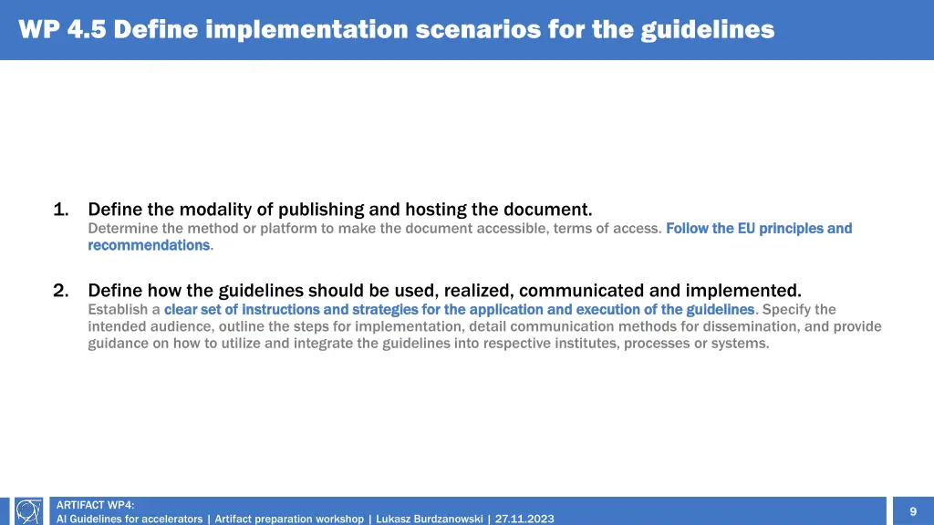 wp 4 5 define implementation scenarios